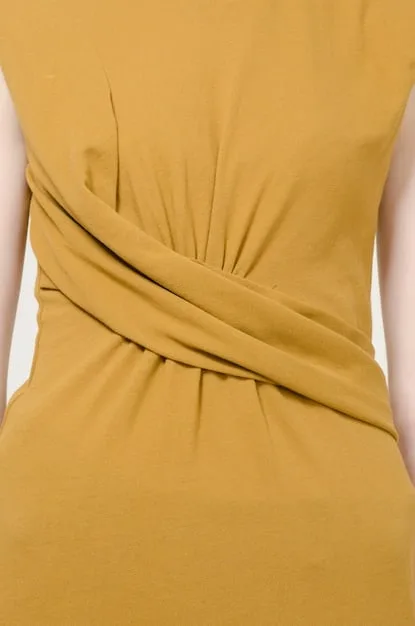 A close-up shot of a Shein wrap dress, showing the adjustable tie at the waist and the flowing A-line skirt, with details of the fabric and pattern.