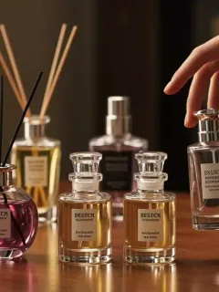 Elegant perfume bottles and essential oils for crafting signature scent pairings.