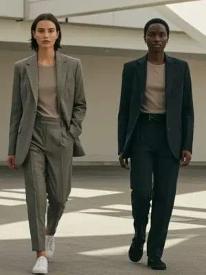 Stylish people avoiding casual outfit mistakes in a modern city