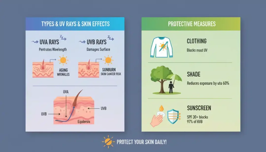Infographic explaining UV rays and effective protection methods