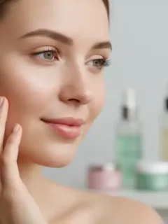 Woman with visibly reduced hyperpigmentation glowing skin