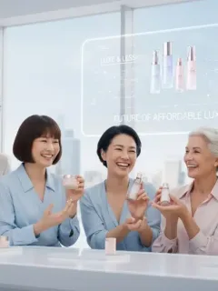 Women happily showcasing affordable high-quality beauty products in 2026