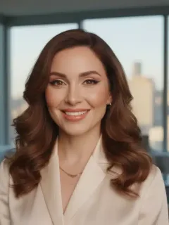 Radiant woman smiling confidently after a successful 7-day confidence boost program, looking refreshed and revitalized.