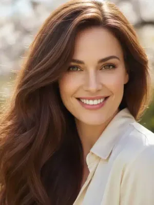 Woman with long, shiny, healthy hair showcasing peak hair health.