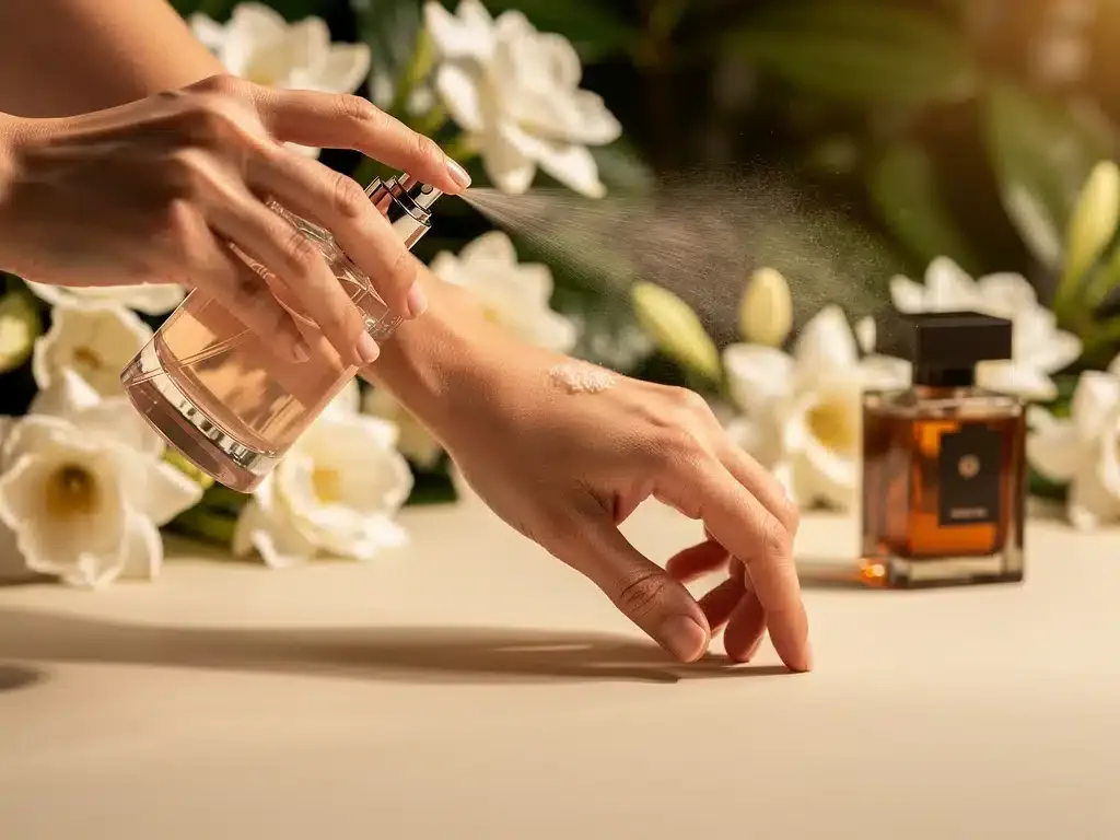 Layering floral and woody perfumes for summer evening
