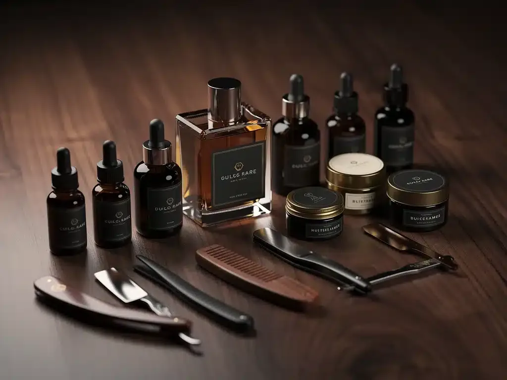 High-end men's grooming products, perfumes and balms