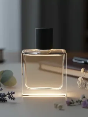 Elegant perfume bottle representing strategic scent investment for personal branding.