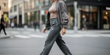 Woman in stylish athleisure street outfit, featuring a bike shorts alternative