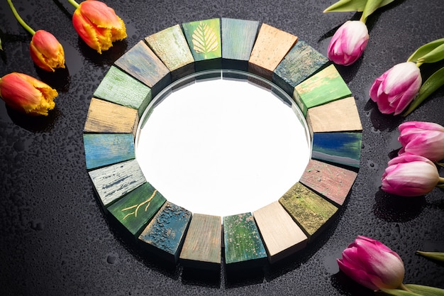 A collage showcasing the four seasons color palettes. Each section of the collage represents a season, featuring swatches of colors associated with that season (e.g., warm, bright colors for Spring; cool, muted colors for Summer; warm, earthy colors for Autumn; cool, bold colors for Winter).