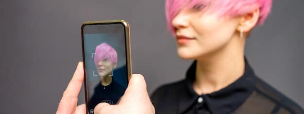 A close-up of a smartphone screen displaying a digital avatar wearing a highly detailed and futuristic virtual outfit. The avatar is posing confidently, and the background shows a stylized digital landscape.