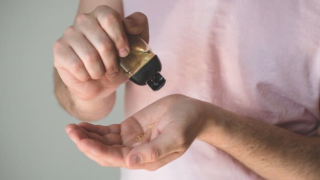 A person's hands carefully layering different perfumes on their wrist. The focus is on the act of layering, with a few perfume bottles blurred in the background to indicate the variety of scents being used. The lighting should be soft and focused to emphasize the layering process.