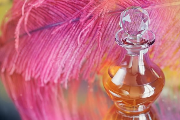 A close-up shot of various perfume bottles with different fragrance notes displayed. The image emphasizes the layering of scents and how they evolve over time, helping viewers understand the complexity of fragrance composition.