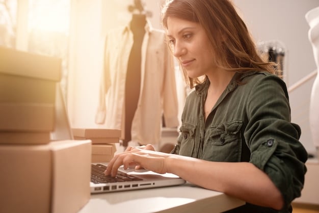 Someone shopping online for sustainable fashion on a laptop, with a focus on Everlane's website, highlighting its minimalist design, product transparency, and ethical factory information.