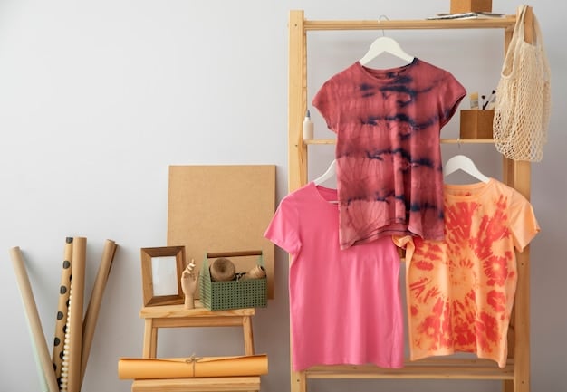 Close-up shot of a variety of color-blocked clothing items on a rack. The items include a pink and yellow blouse, a blue and green skirt, and a red and purple dress. The colors are vibrant and well-coordinated, showcasing the versatility of color blocking. The rack is in a brightly lit boutique with a modern, minimalist design.