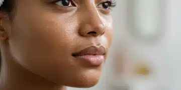 Radiant woman's face with glowing skin, representing advanced skincare results