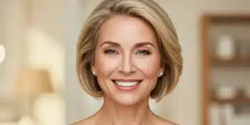 Confident woman with reduced fine lines and glowing skin