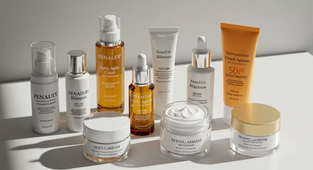 Assortment of effective anti-aging skincare products