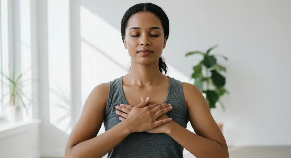 Person practicing mindful breathing for inner peace in a short daily routine.
