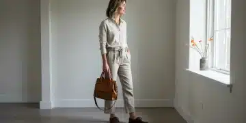 Woman confidently displaying a versatile casual outfit from a capsule wardrobe