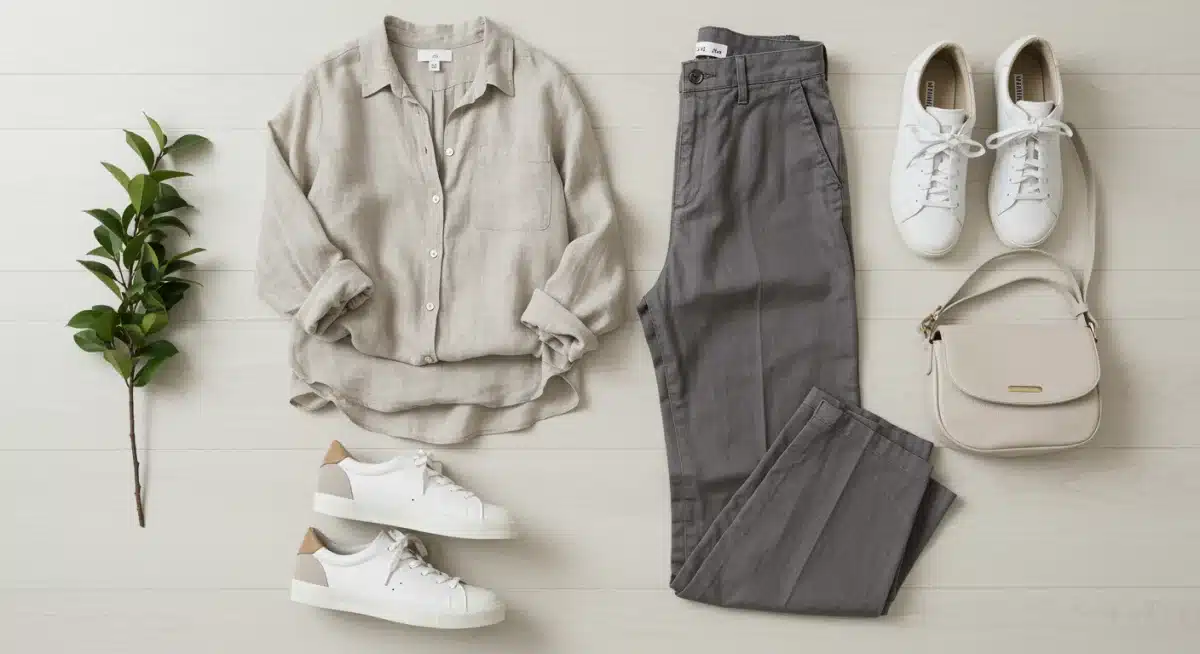 Flat lay of essential Spring 2026 casual wardrobe items