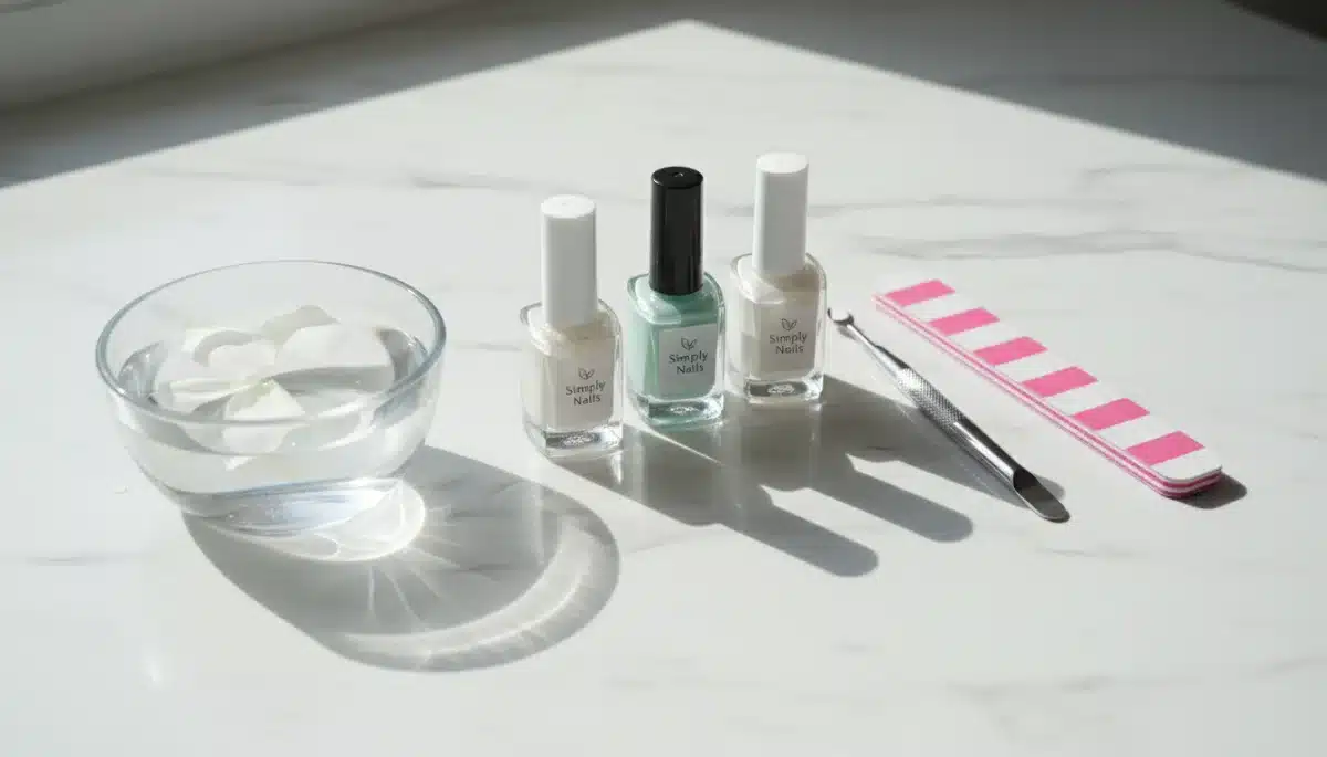 Affordable nail care essentials for a DIY manicure, including polish, tools, and treatments.