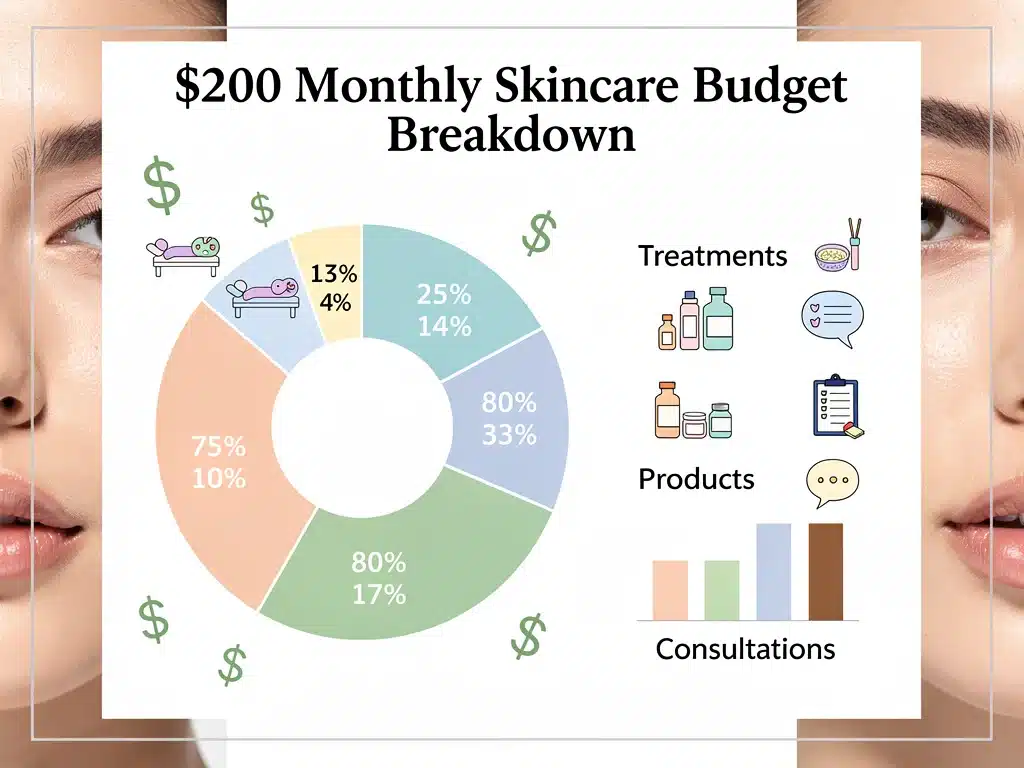 Infographic showing financial breakdown of 0 monthly skincare budget