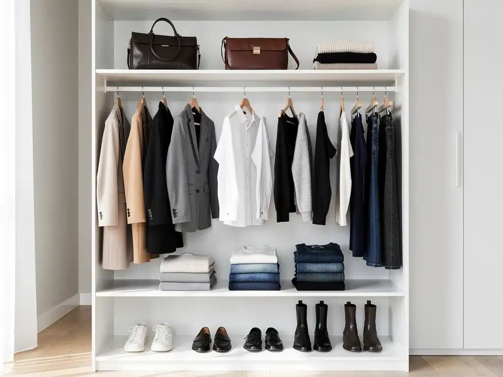 Organized capsule wardrobe with versatile clothing for a personal signature style