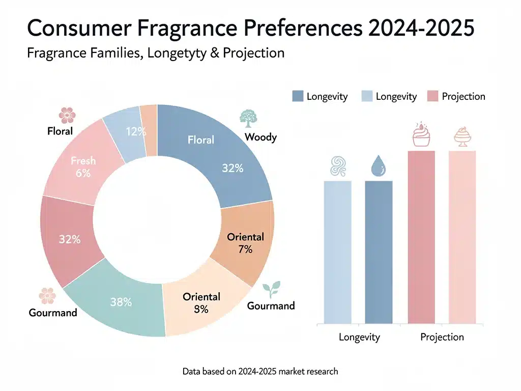 Consumer preference data for fragrance families and characteristics