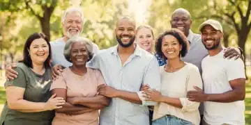 Diverse individuals smiling, radiating confidence and self-acceptance.