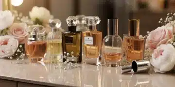 Elegant perfume bottles arranged for innovative scent layering