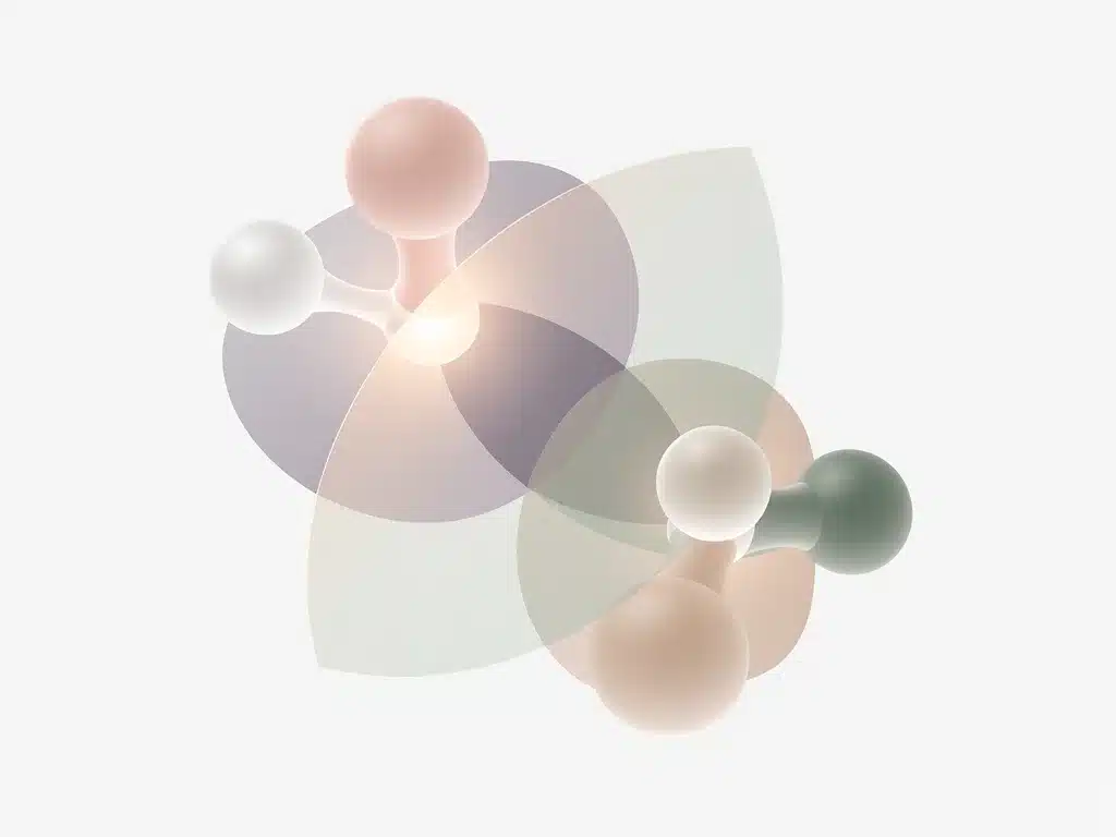 Abstract illustration of blending fragrance notes, symbolizing harmonious perfume layering.