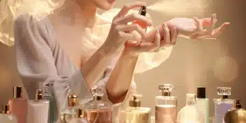 Woman applying different perfumes, symbolizing perfume layering for a signature scent.